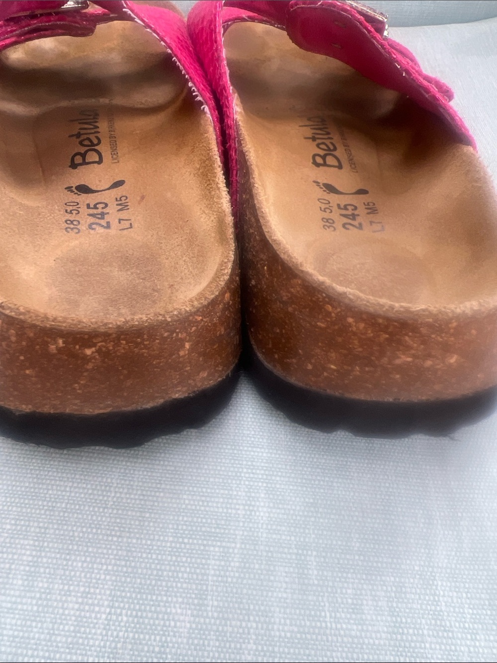 Betula by Birkenstock Hot Pink Triple Buckle Slide Sandals sz 38 euro - Picture 4 of 5